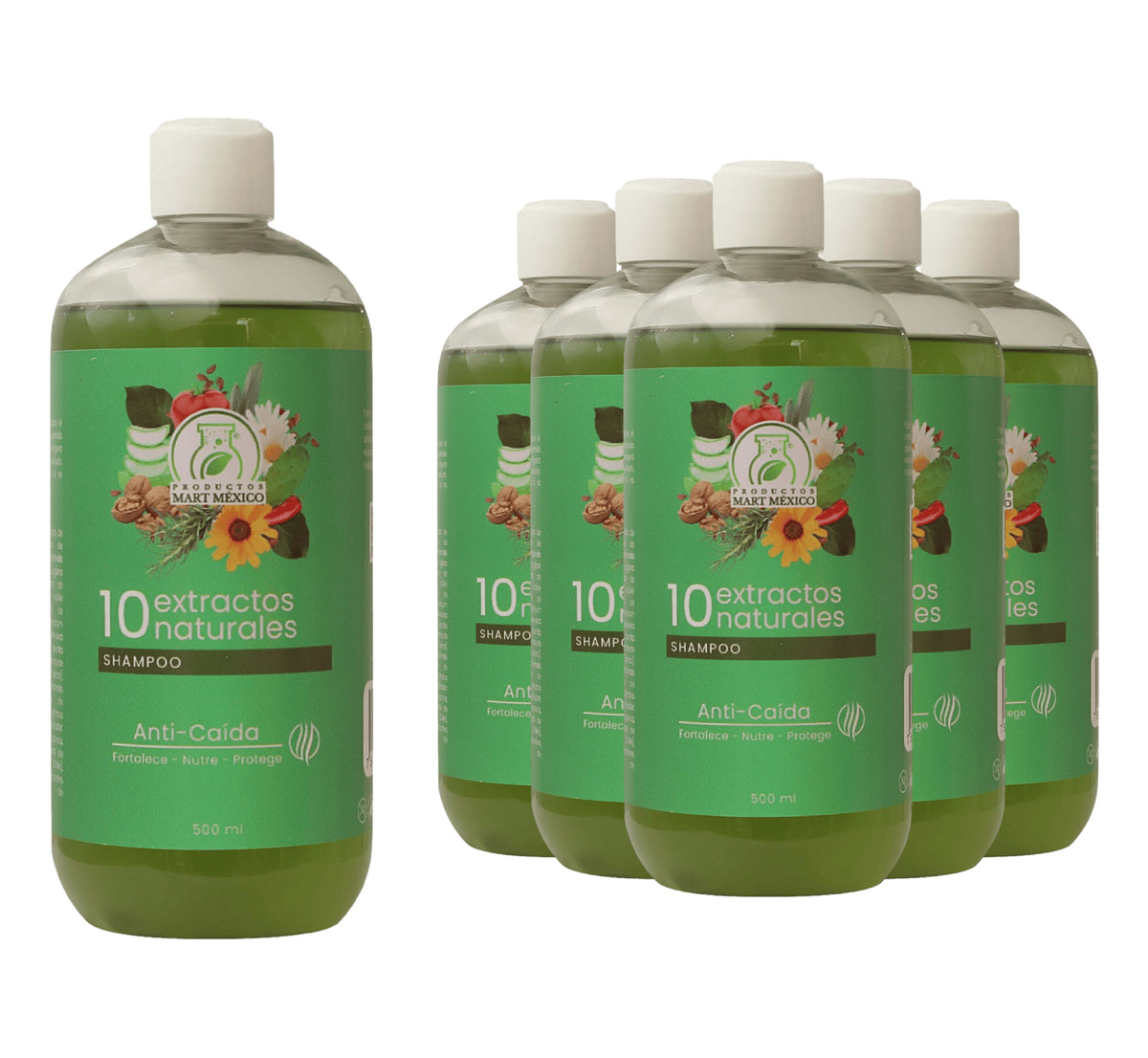 Shampoo capilar de 10 extractos naturales nutre