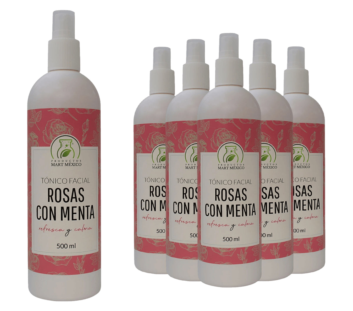 Tónico facial hidratante de rosas con menta