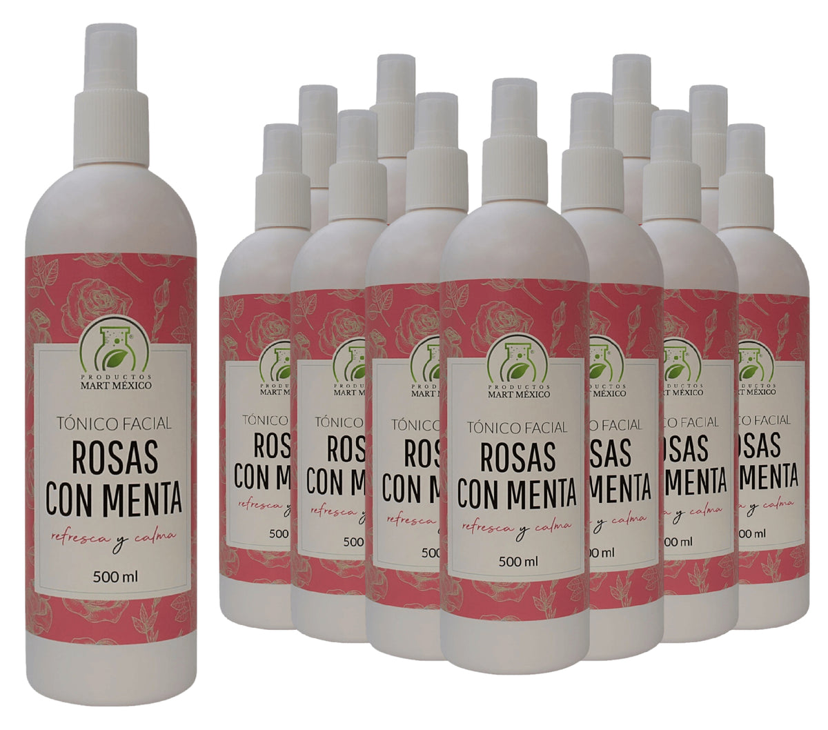 Tónico facial hidratante de rosas con menta
