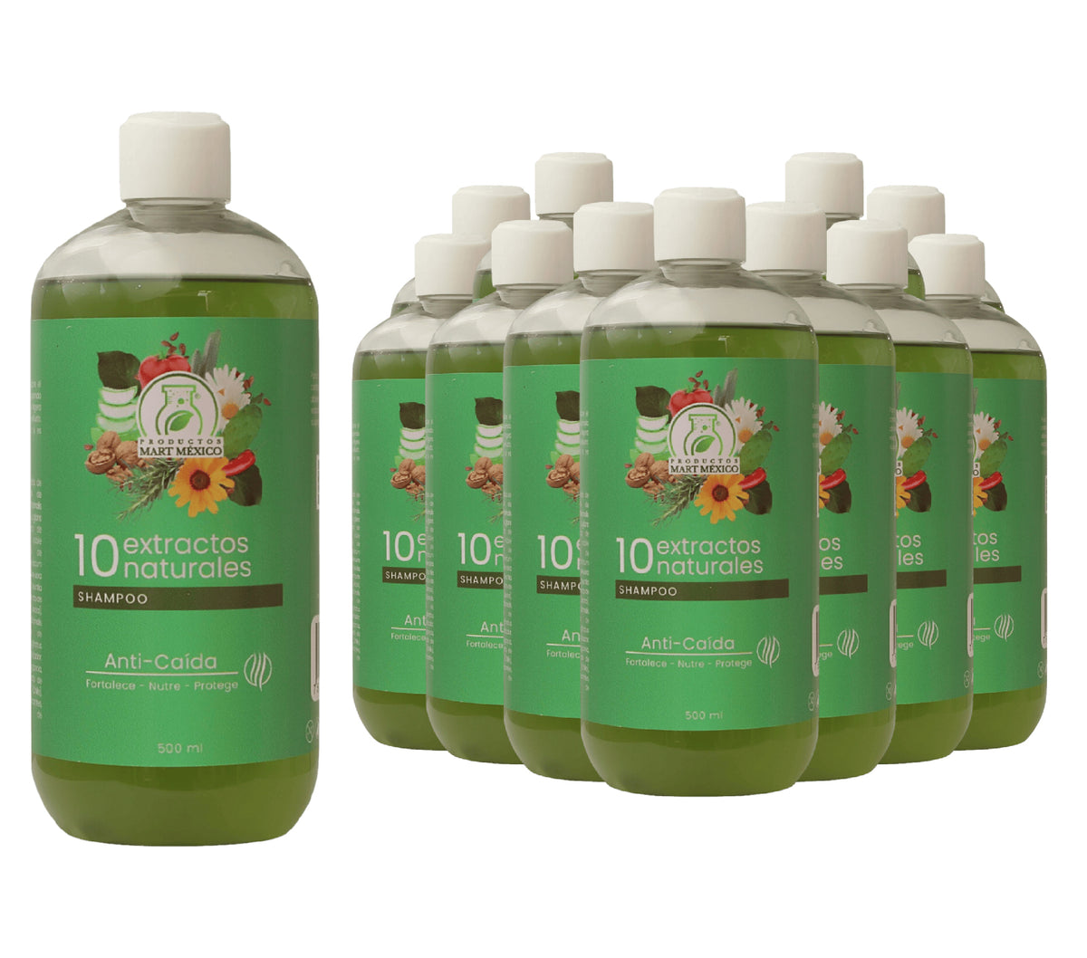 Shampoo capilar de 10 extractos naturales nutre