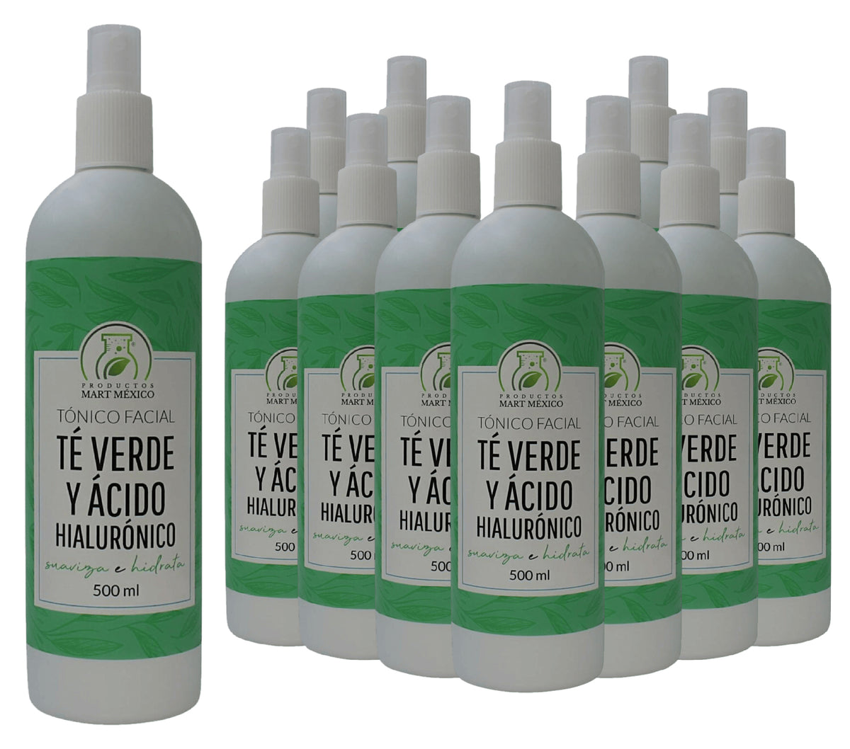 Tónico facial de té verde con ácido hialurónico