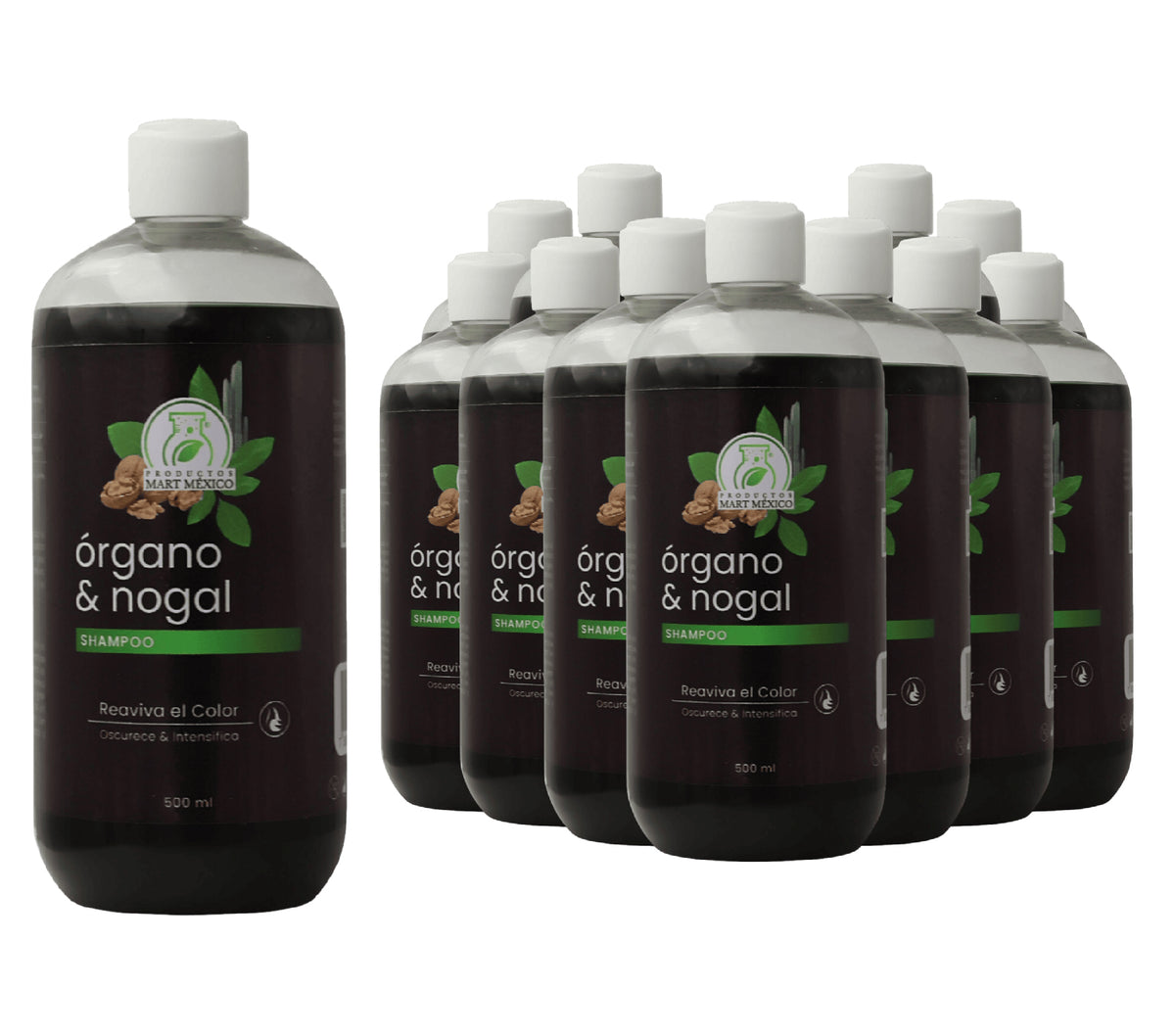 Shampoo capilar de órgano y nogal reaviva el color