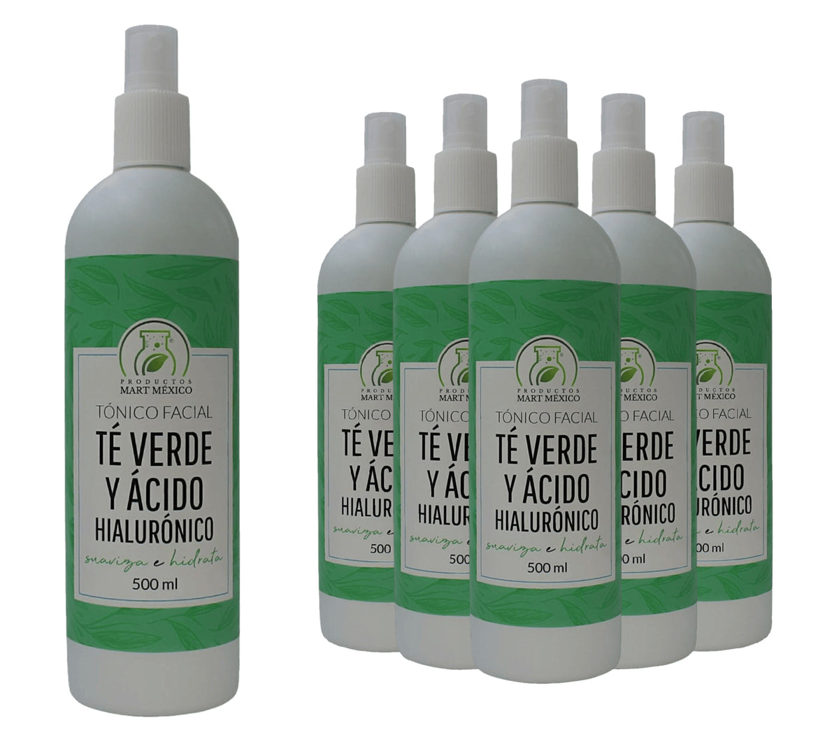Tónico facial de té verde con ácido hialurónico