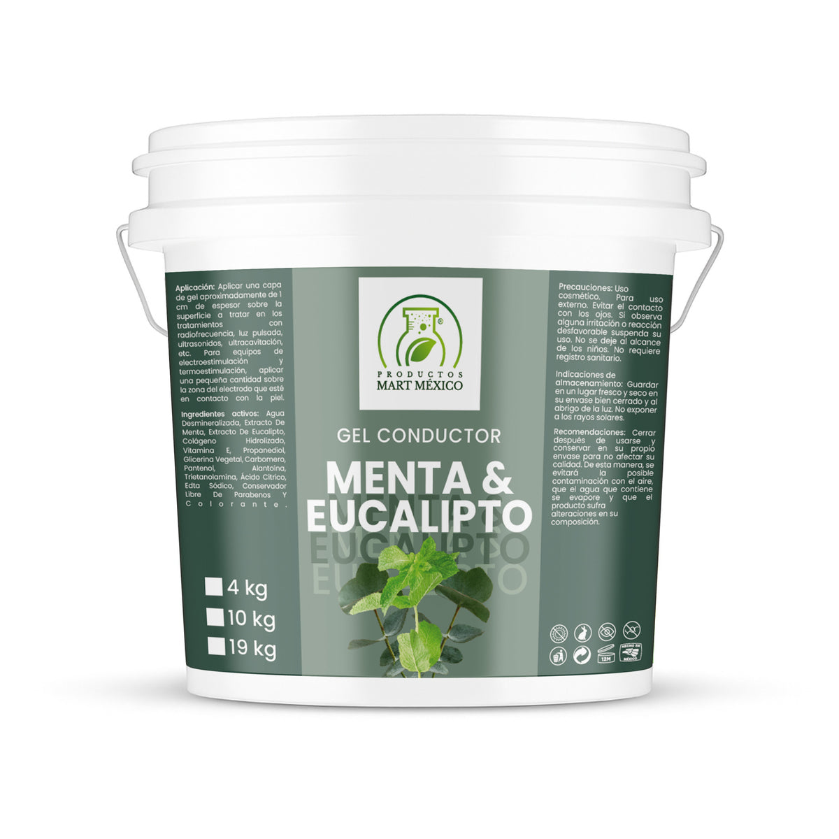 Gel conductor de menta y eucalipto aparatología