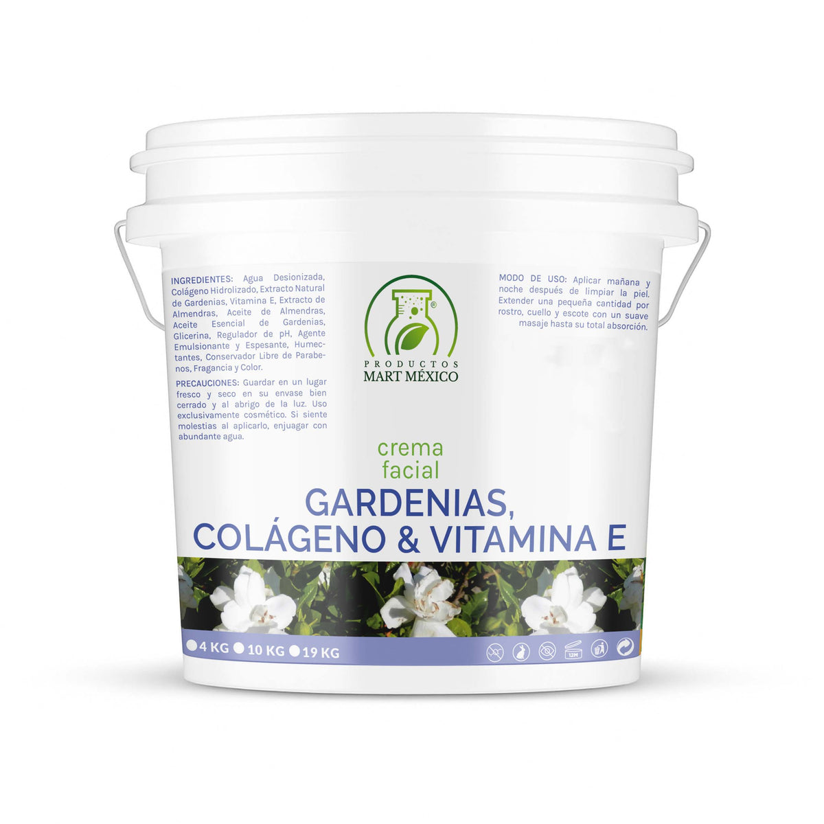 Crema facial y corporal de gardenias, colágeno y vitamina E piel tersa