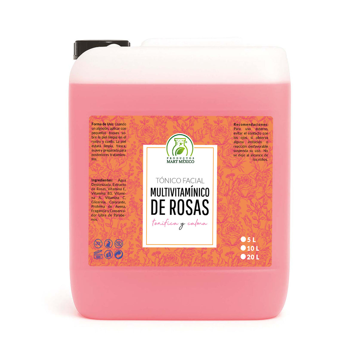 Tónico facial hidratante multivitamínico de rosas