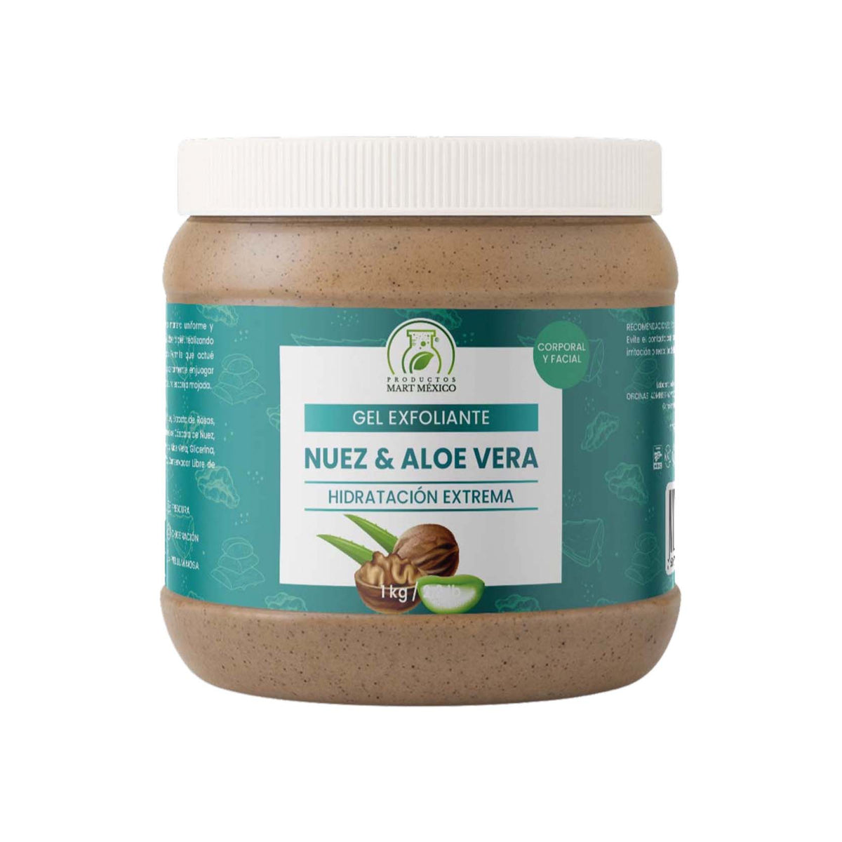 Gel exfoliante de cáscara de nuez y aloe vera