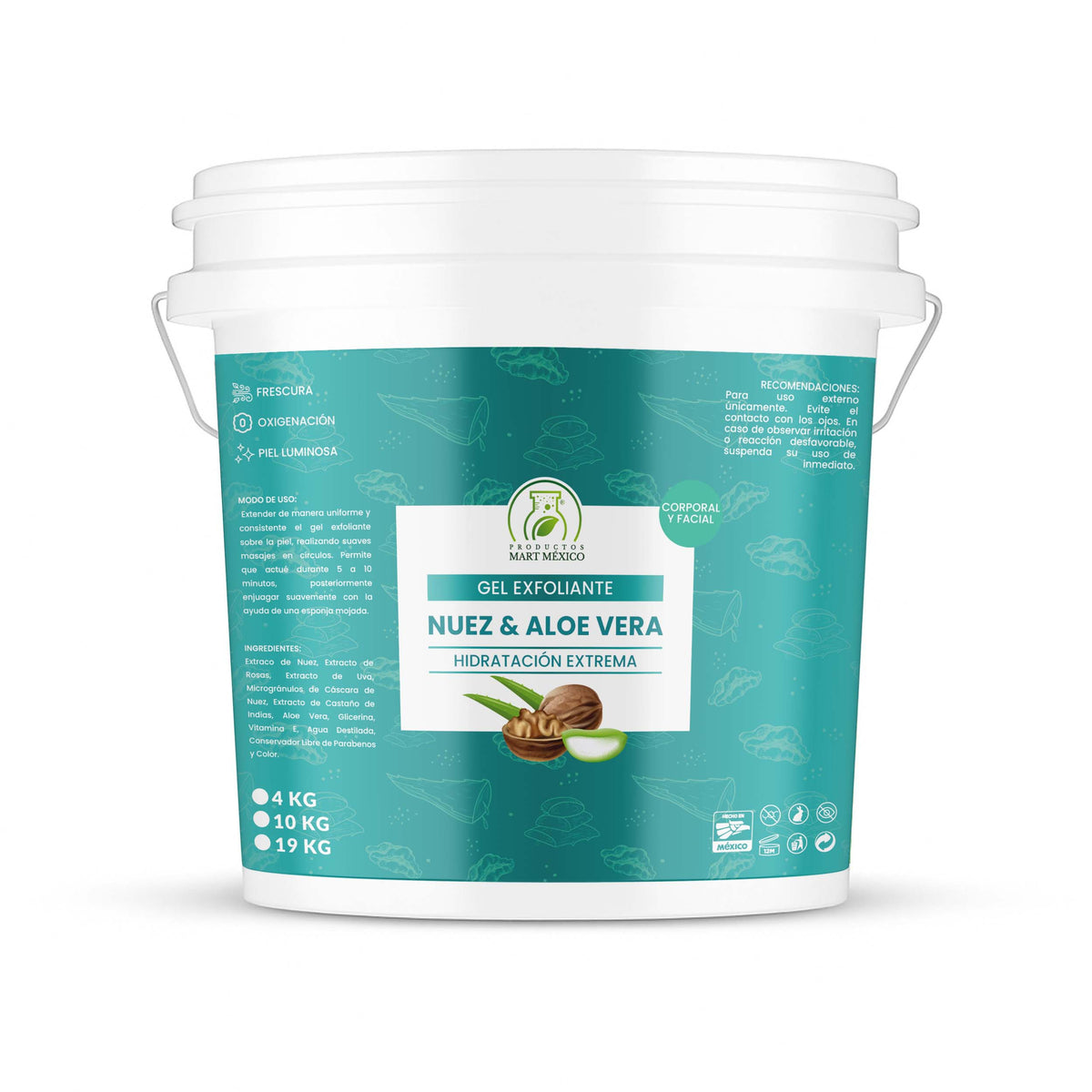 Gel exfoliante de cáscara de nuez y aloe vera