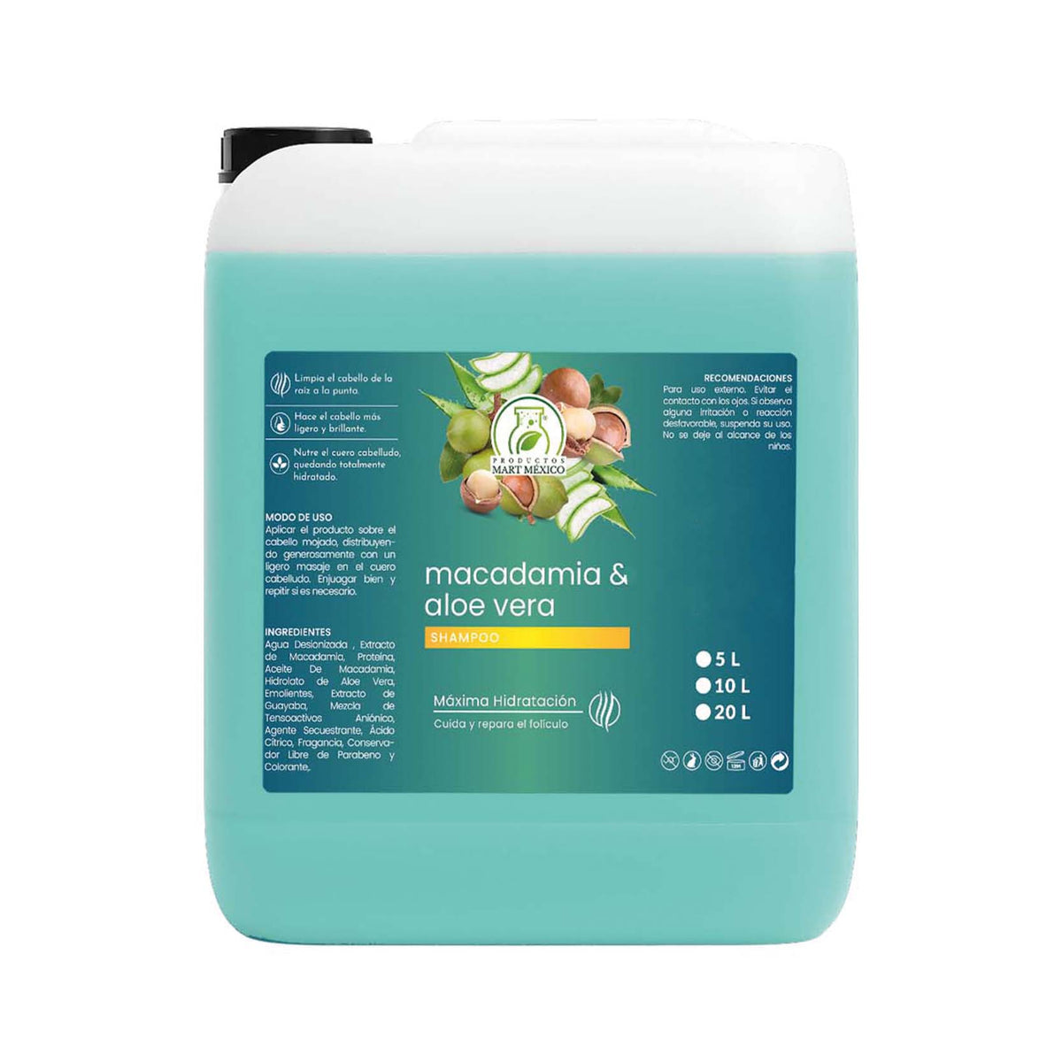 Shampoo capilar macadamia y aloe vera
