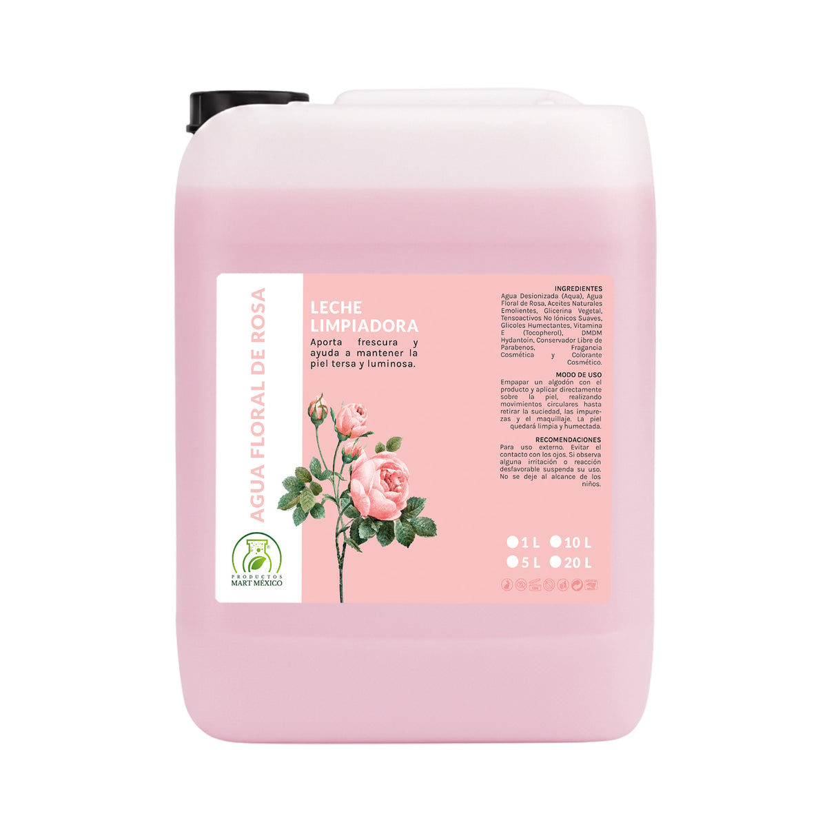 Leche desmaquillante agua floral de rosa