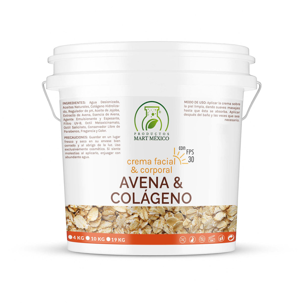 Crema de avena con colágeno con FPS 30