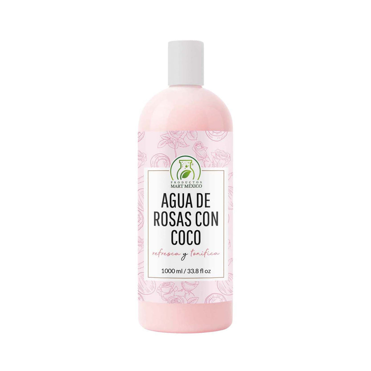 Agua de rosas con coco hidratante facial