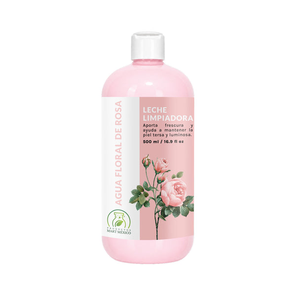 Leche desmaquillante agua floral de rosa