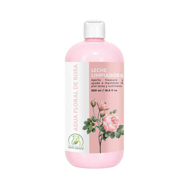 Leche desmaquillante agua floral de rosa