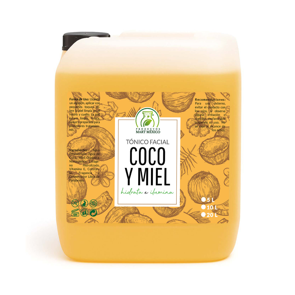 Tónico facial de coco con miel orgánica