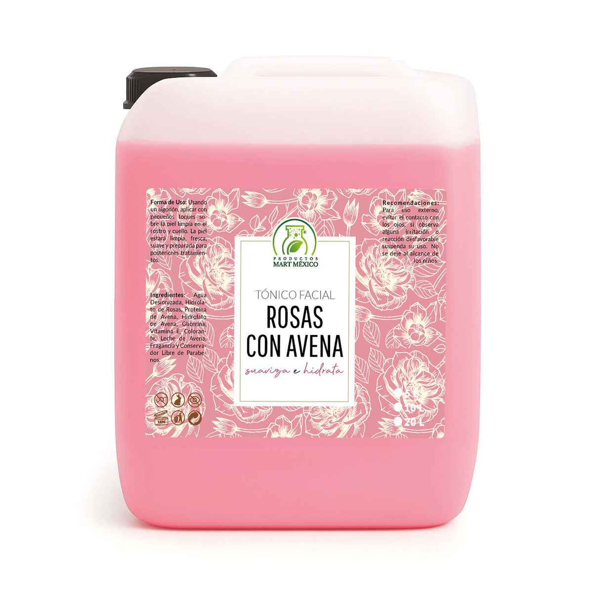 Tónico facial hidratante de rosas con avena