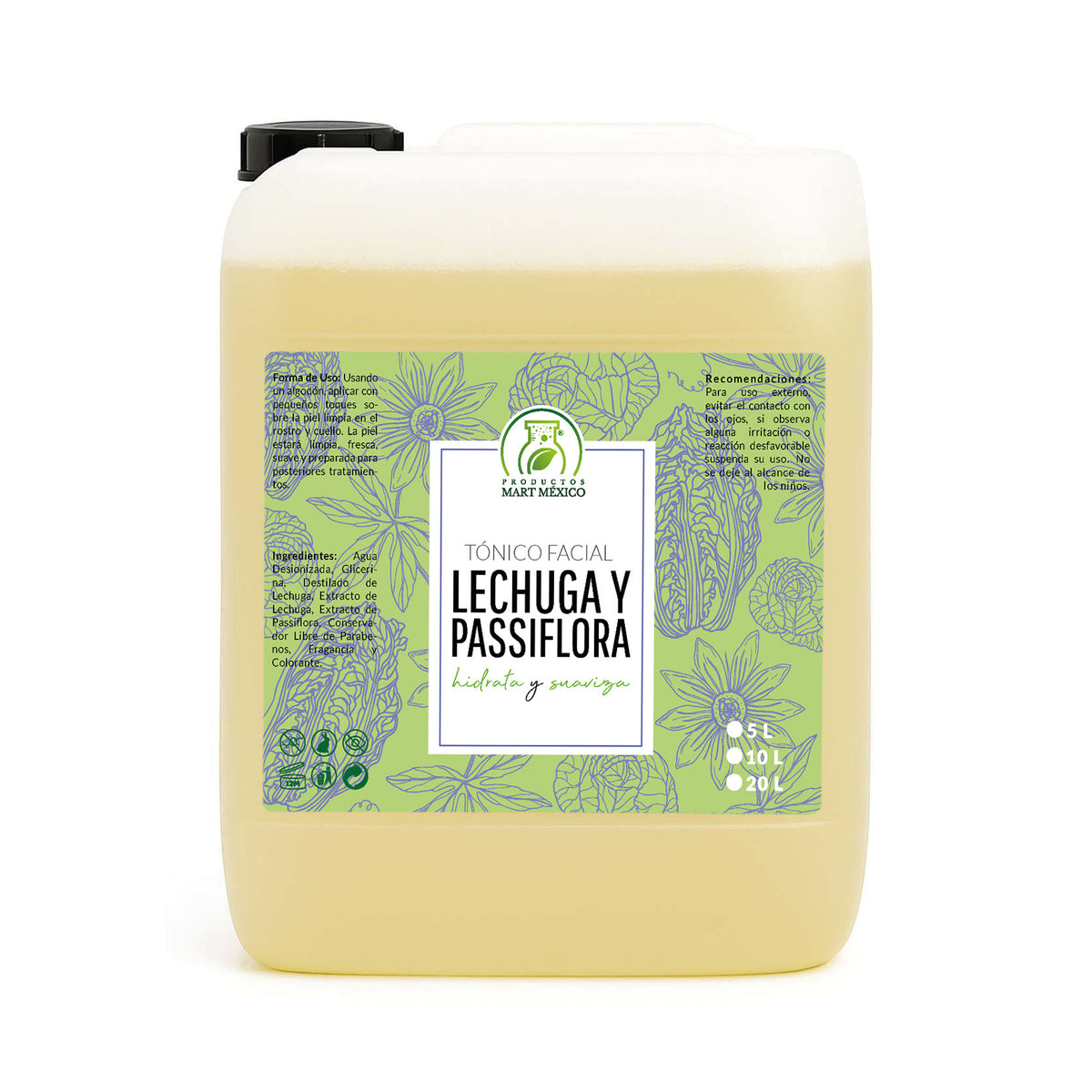 Tónico facial lechuga y passiflora hidratante