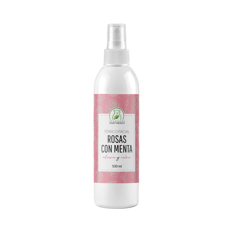 Tónico facial hidratante de rosas con menta