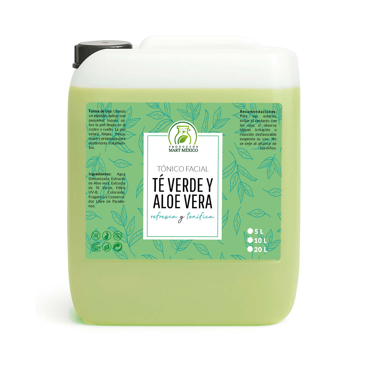 Tónico facial hidratante de té verde con aloe vera