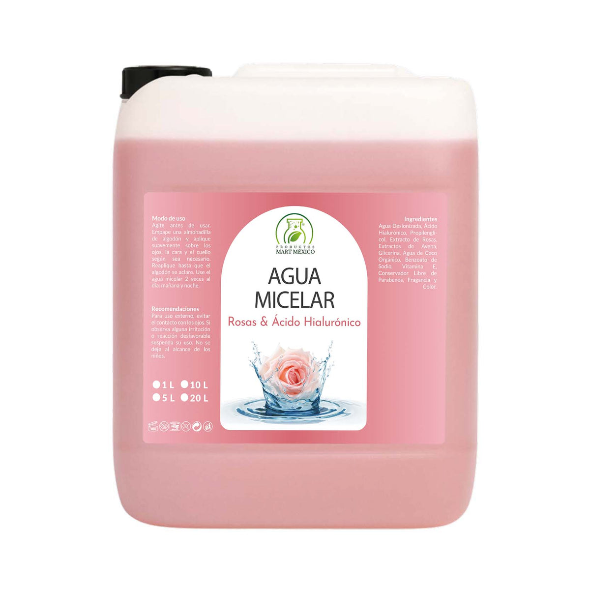 Agua micelar de rosas con ácido hialurónico hidratante