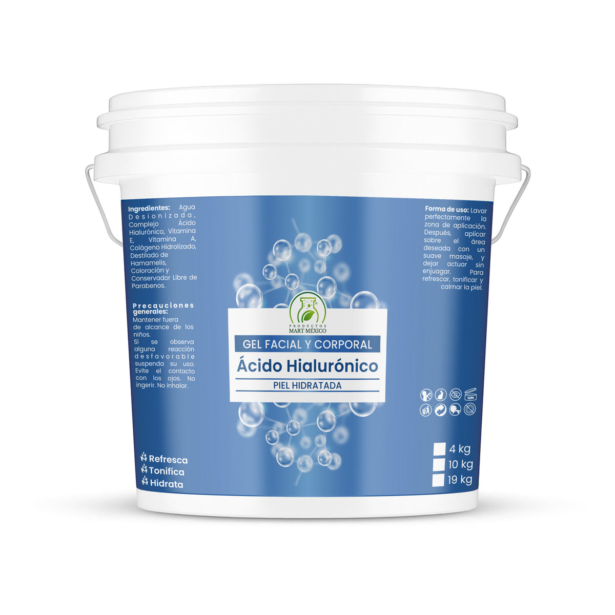Gel facial de ácido hialurónico hidratante