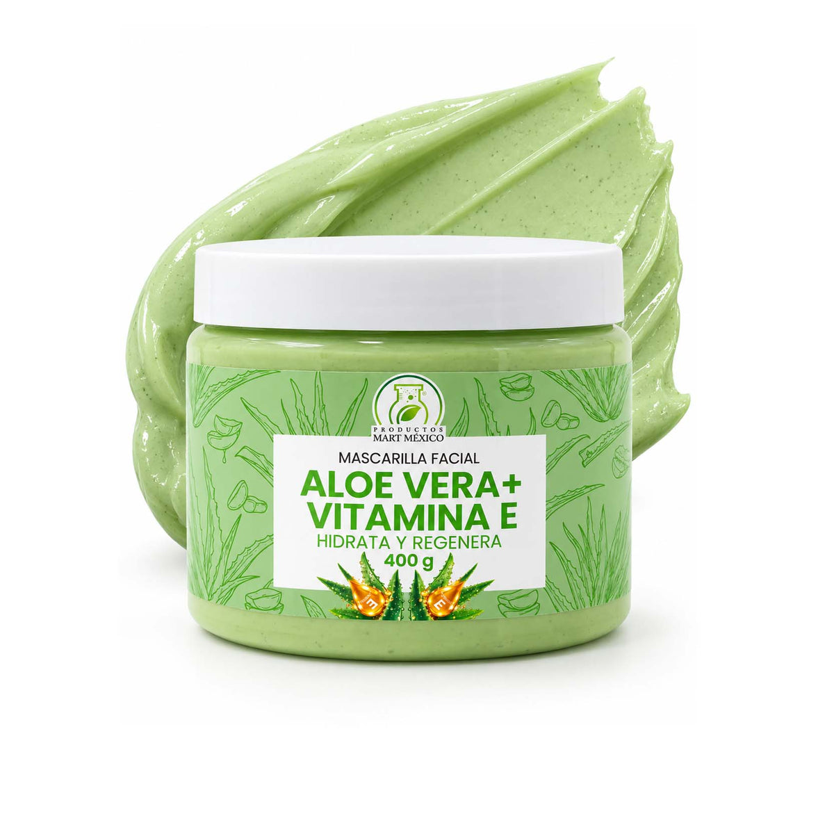 Mascarilla facial aloe vera + vitamina E hidrata y regenera