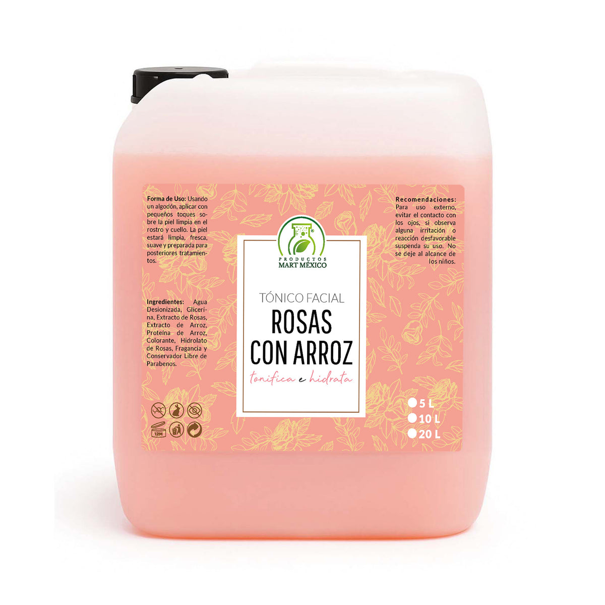 Tónico facial de rosas con arroz