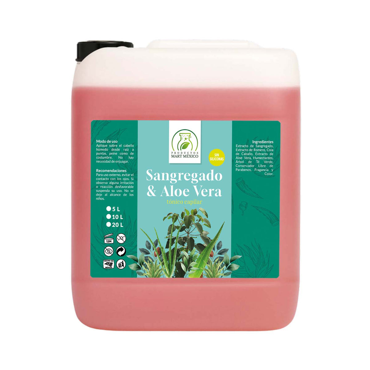 Tónico capilar de sangregado con aloe vera fortalecedor