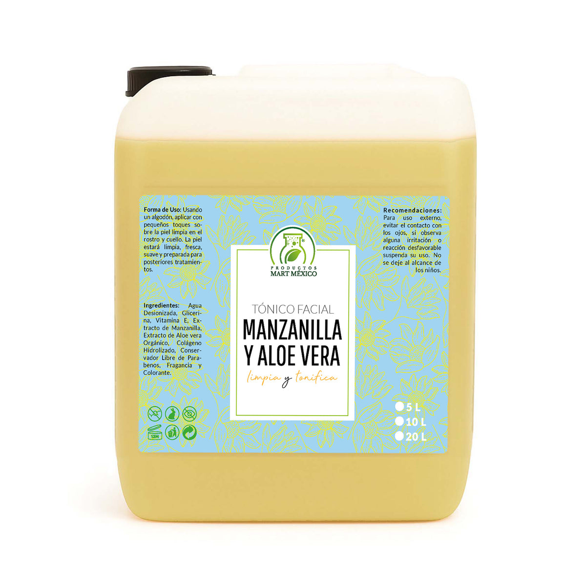 Tónico facial de manzanilla y aloe vera
