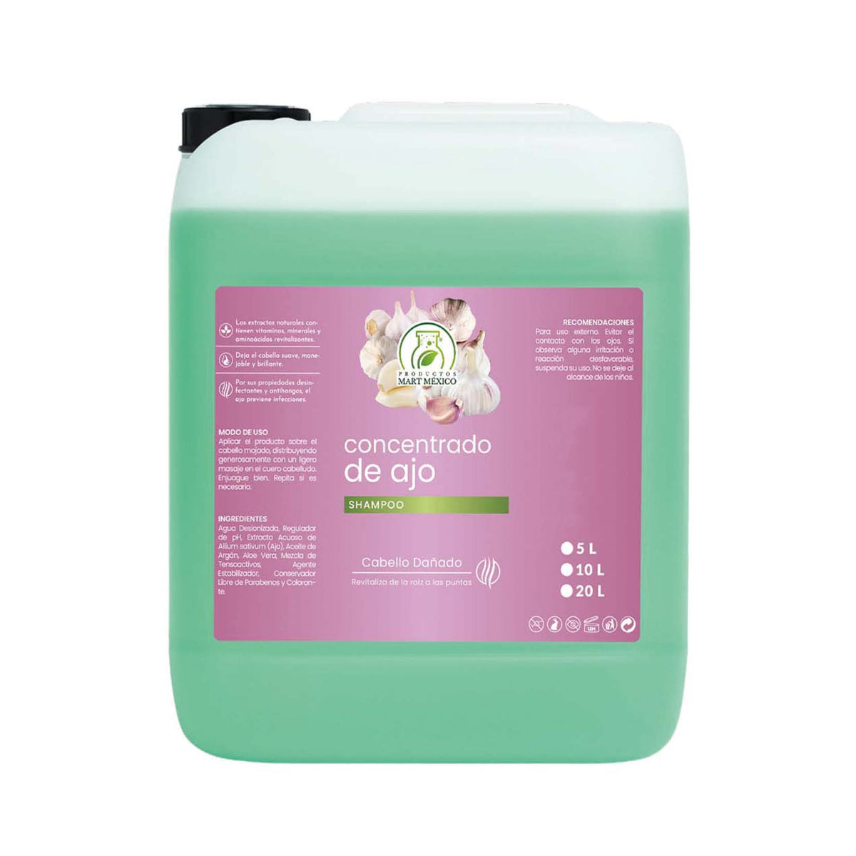 Shampoo capilar concentrado de ajo