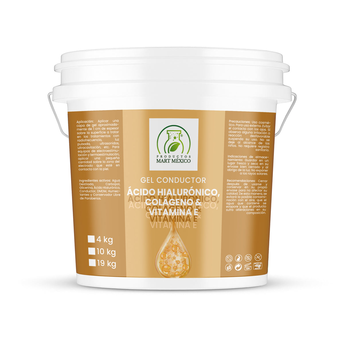 Gel conductor de ácido hialurónico, colágeno y vitamina E
