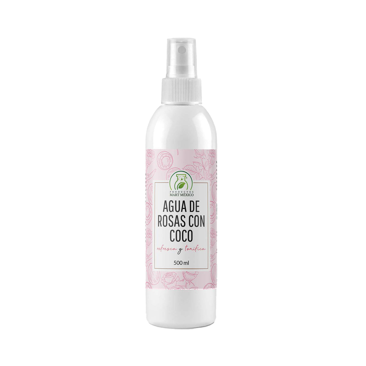 Agua de rosas con coco hidratante facial
