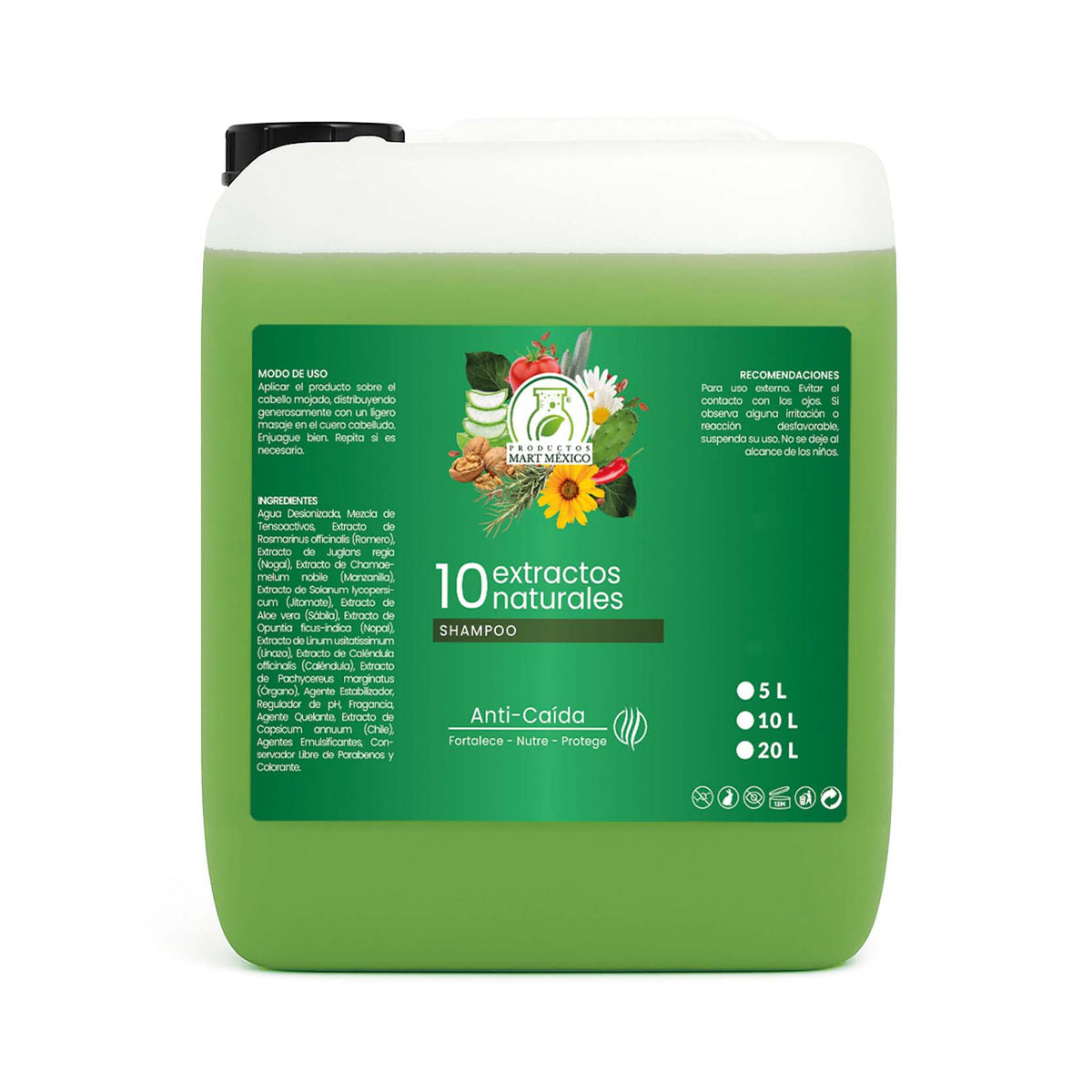 Shampoo capilar de 10 extractos naturales nutre