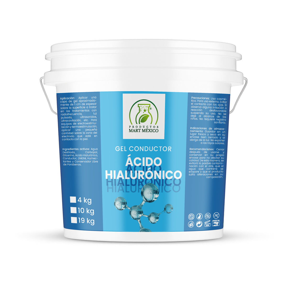 Gel conductor con ácido hialurónico aparatología
