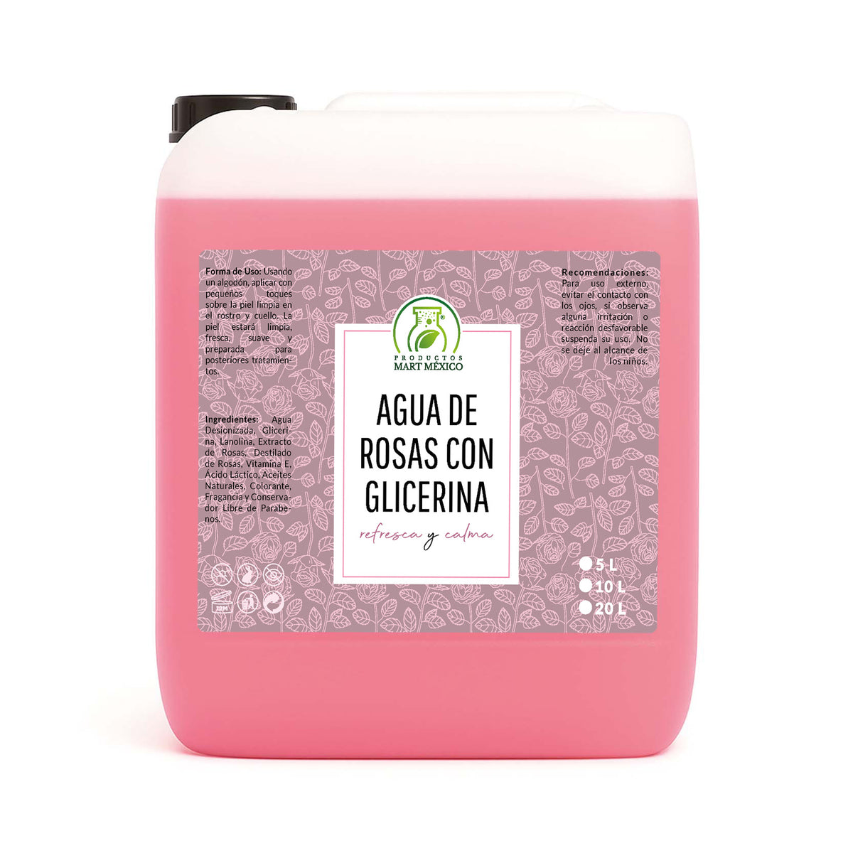 Agua de rosas con glicerina