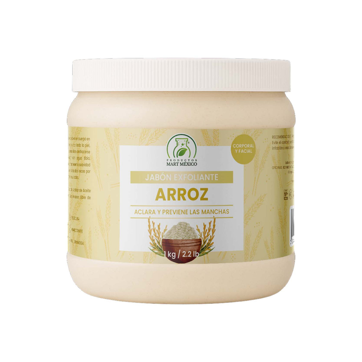 Jabón exfoliante de arroz aclarante natural