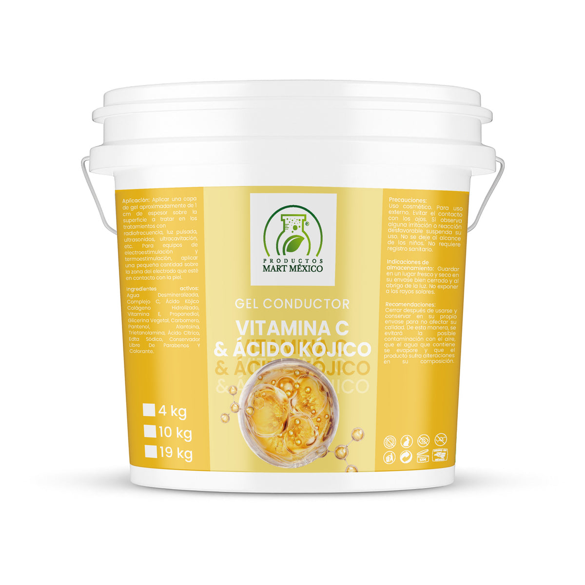 Gel conductor de vitamina C y ácido kójico aparatología
