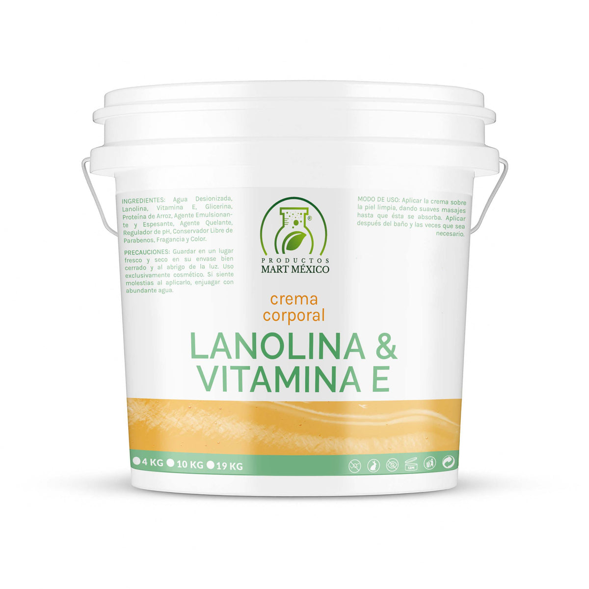 Crema corporal de lanolina con vitamina E para piel dañada