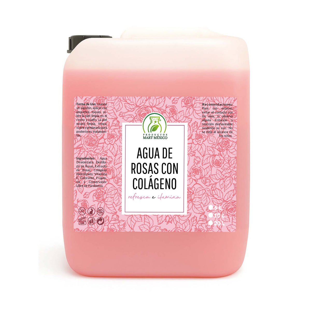 Agua de rosas con colágeno