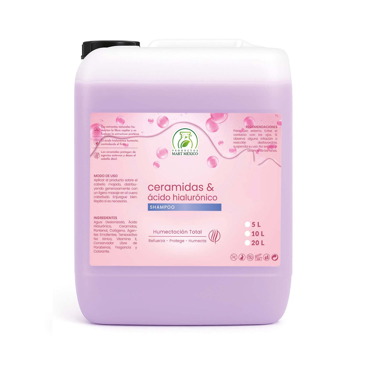 Shampoo capilar de ceramidas y ácido hialurónico