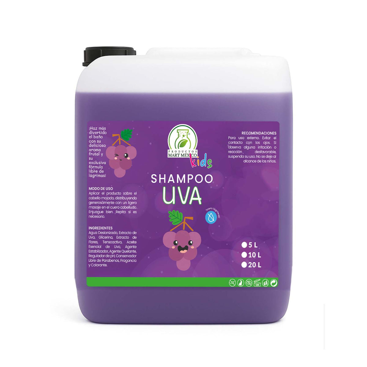Shampoo capilar de uva libre de lágrimas kids
