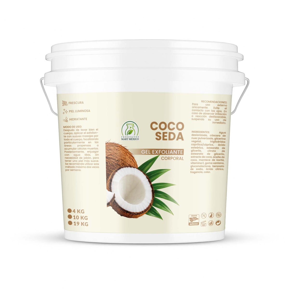 Gel exfoliante coco de seda piel suave e hidratada