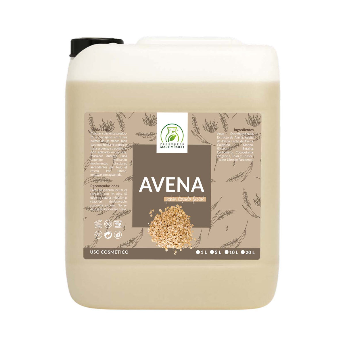 Jabón líquido facial de avena piel luminosa