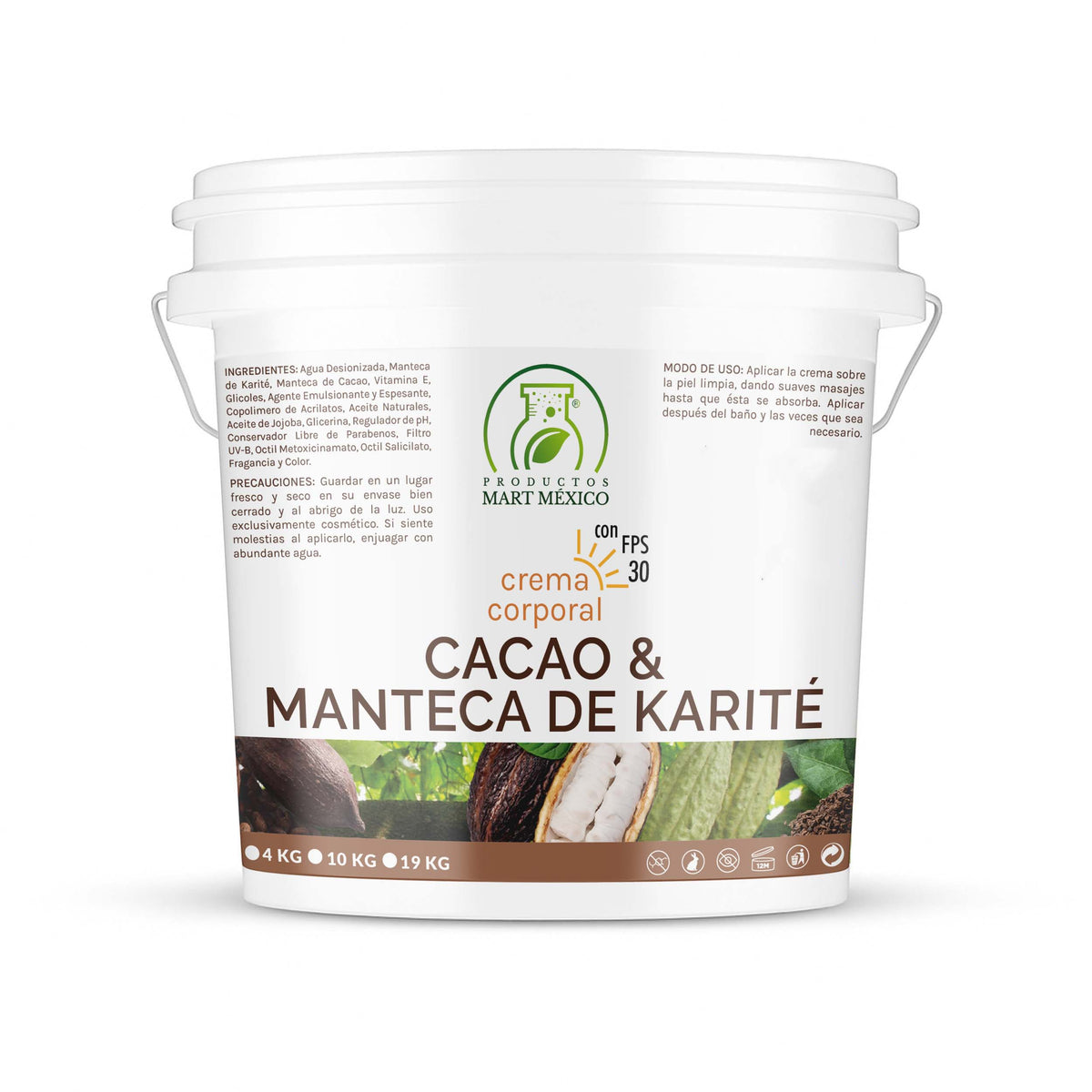 Crema de cacao y manteca de karité con FPS 30