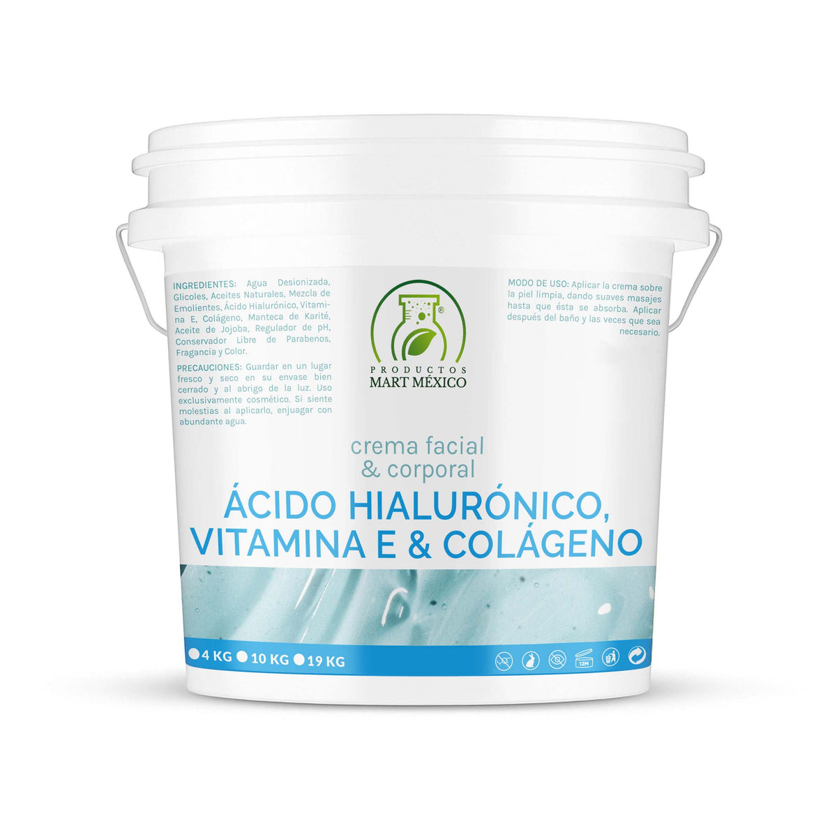 Crema de colágeno, vitamina E y ácido hialurónico