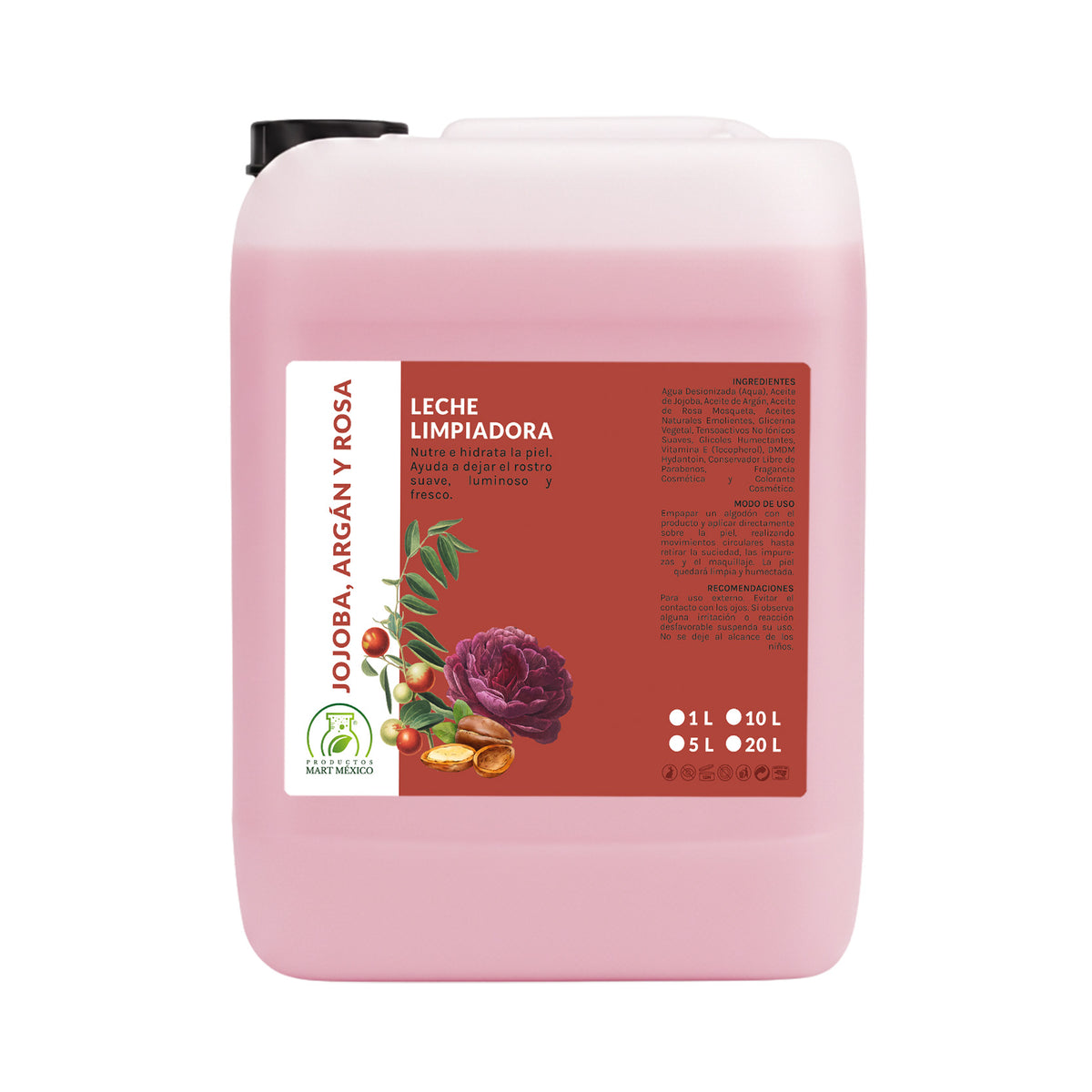 Leche desmaquillante jojoba, argán y rosa