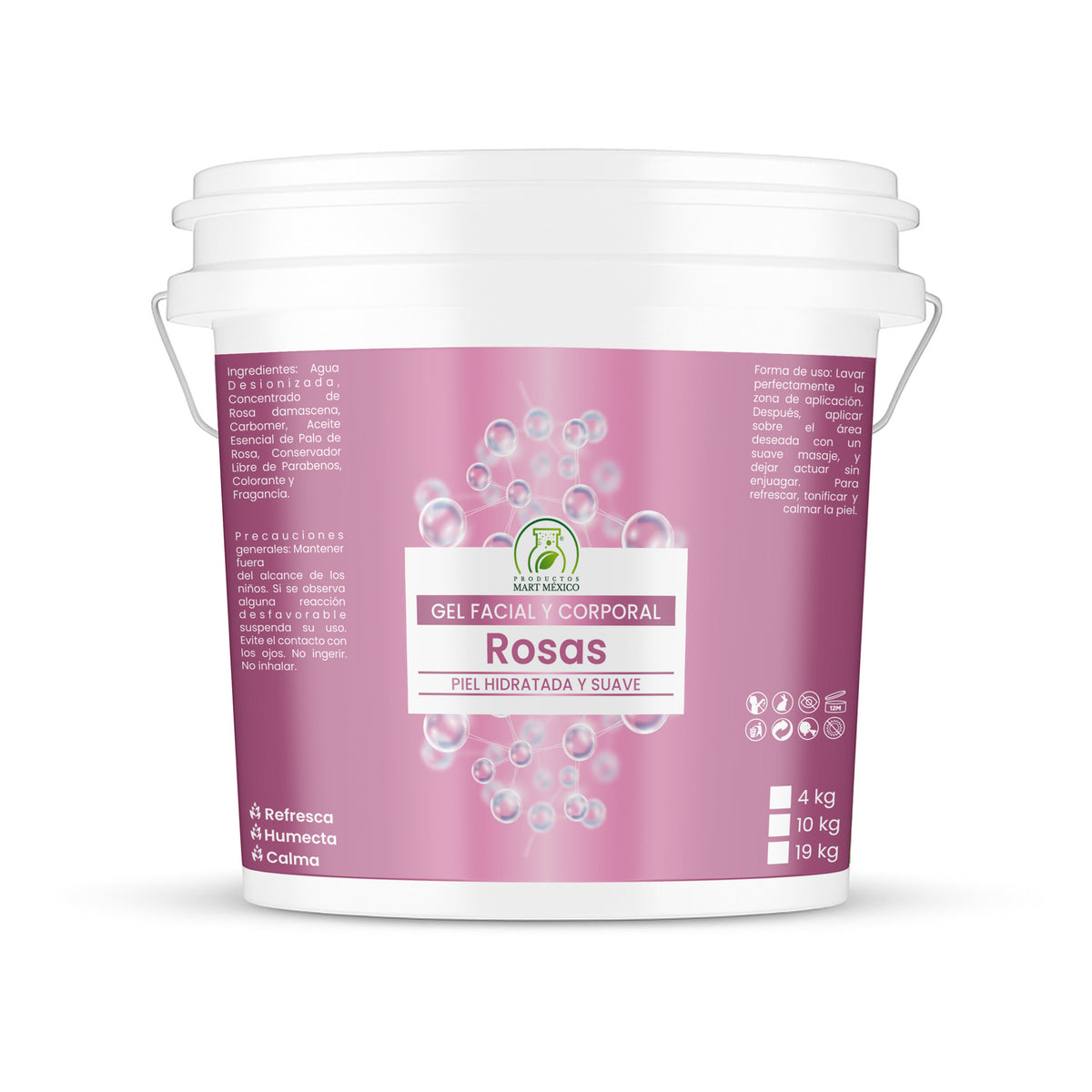 Gel facial de extracto de rosas hidratante