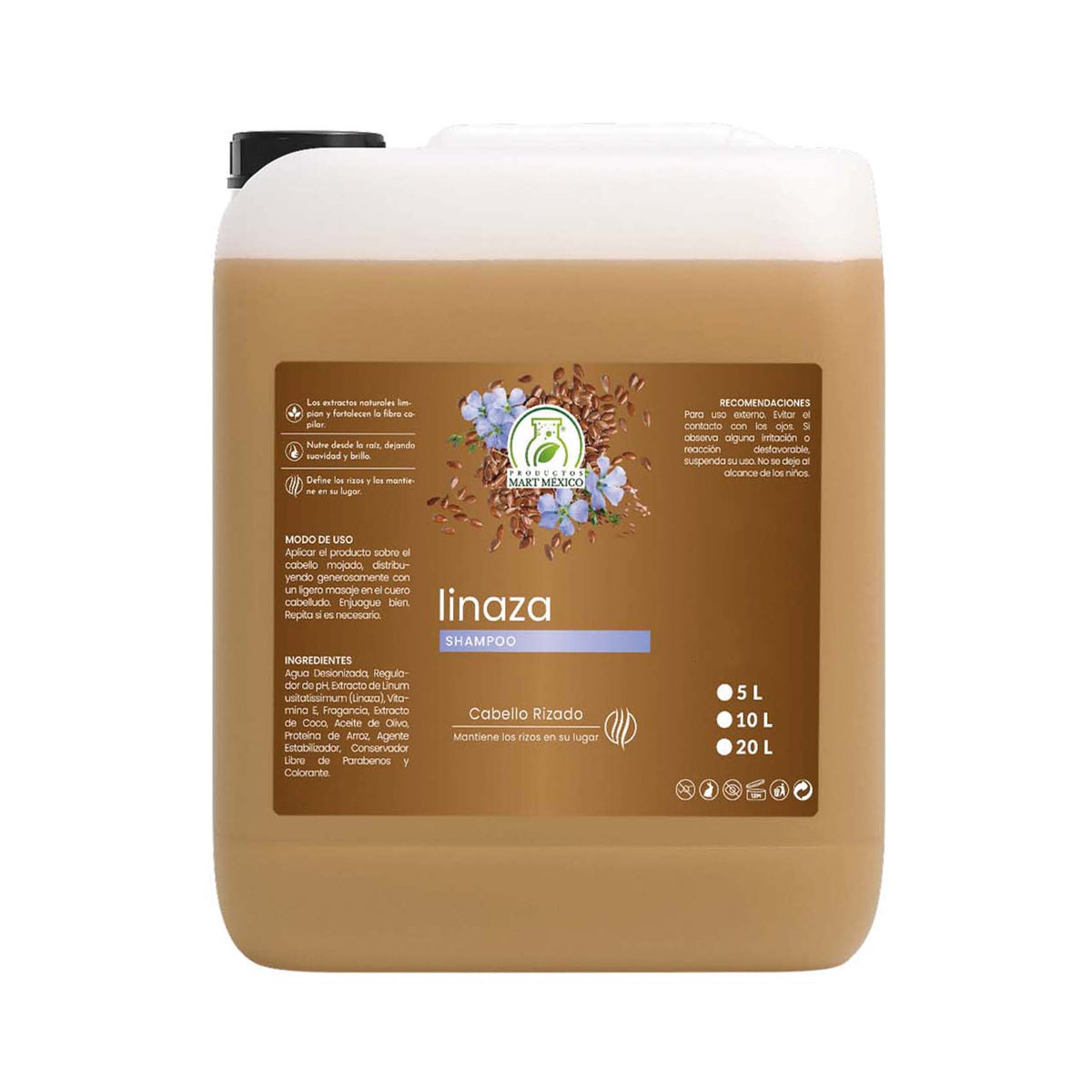 Shampoo extracto de linaza cabello rizado