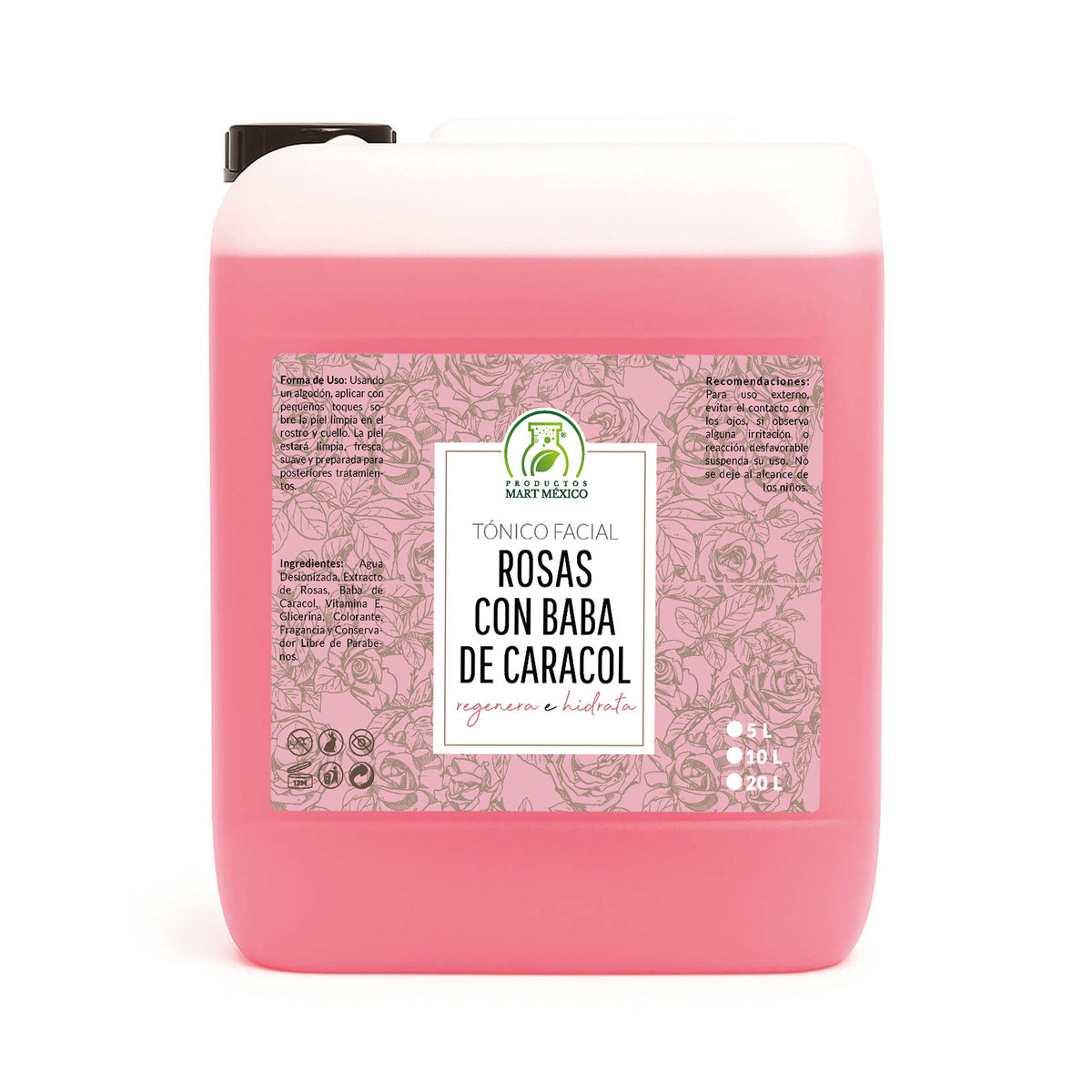 Tónico facial hidratante de rosas con baba de caracol