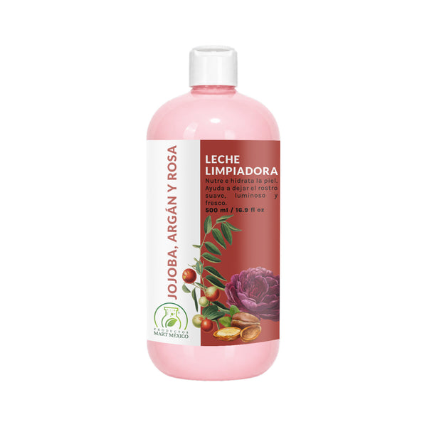 Leche desmaquillante jojoba, argán y rosa